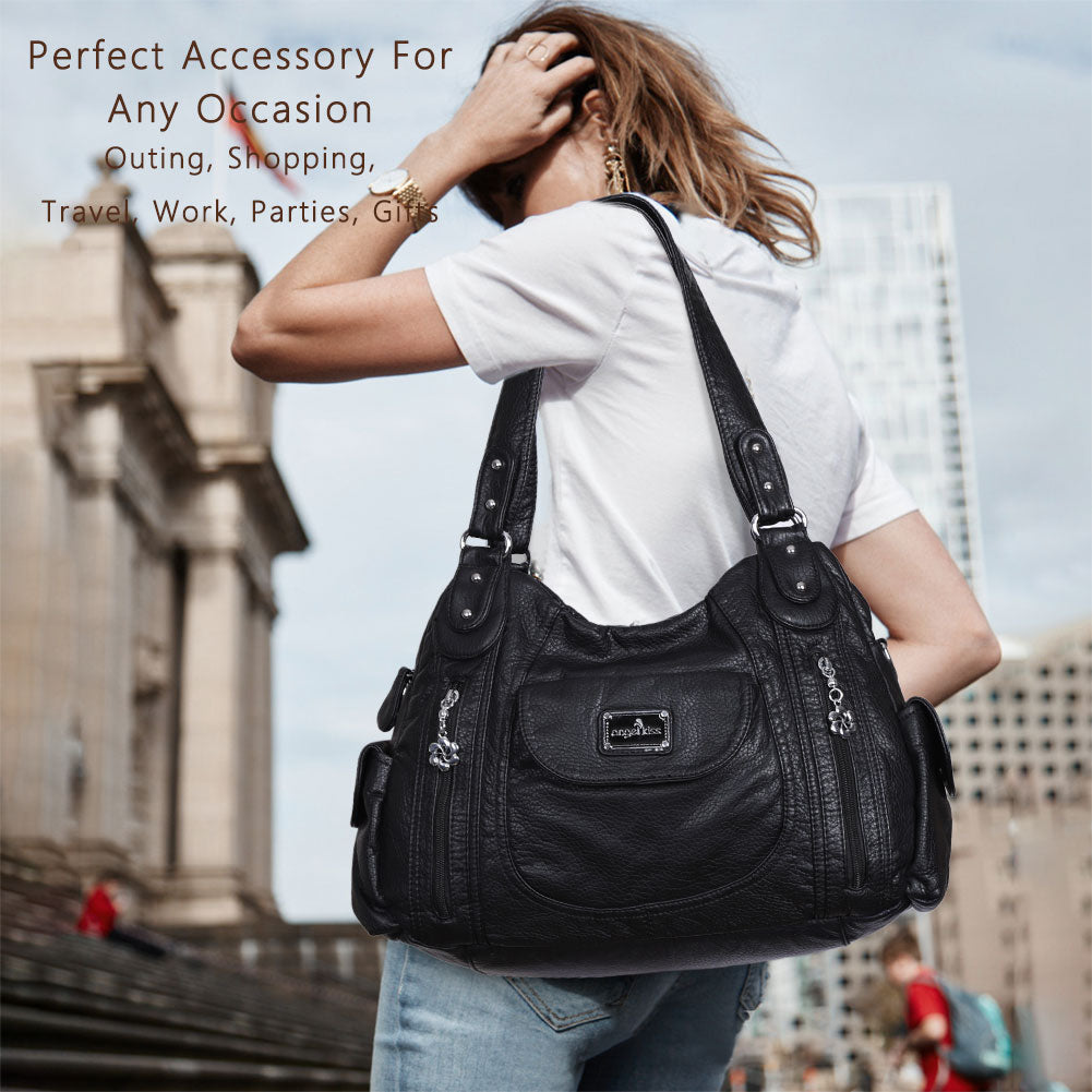 Women  handbag with High Quality Washed PU and Multi-pack-Angelkiss Bag