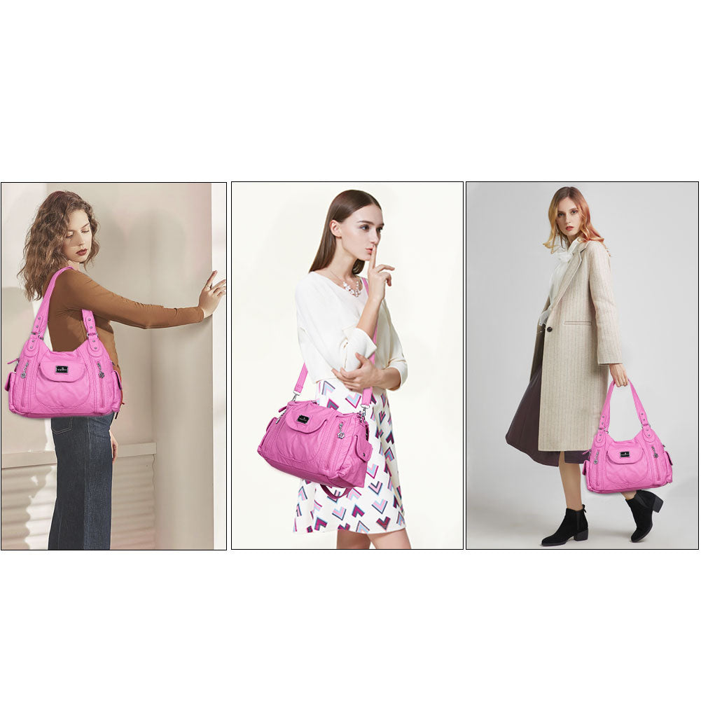 Women  handbag with High Quality Washed PU Multi Purpose tote bag-Angelkiss Bag
