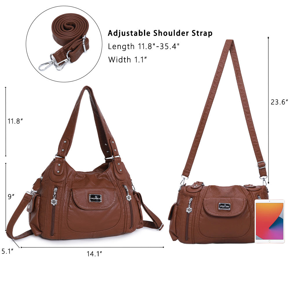 Women  handbag with High Quality Washed PU Multi Purpose tote bag-Angelkiss Bag