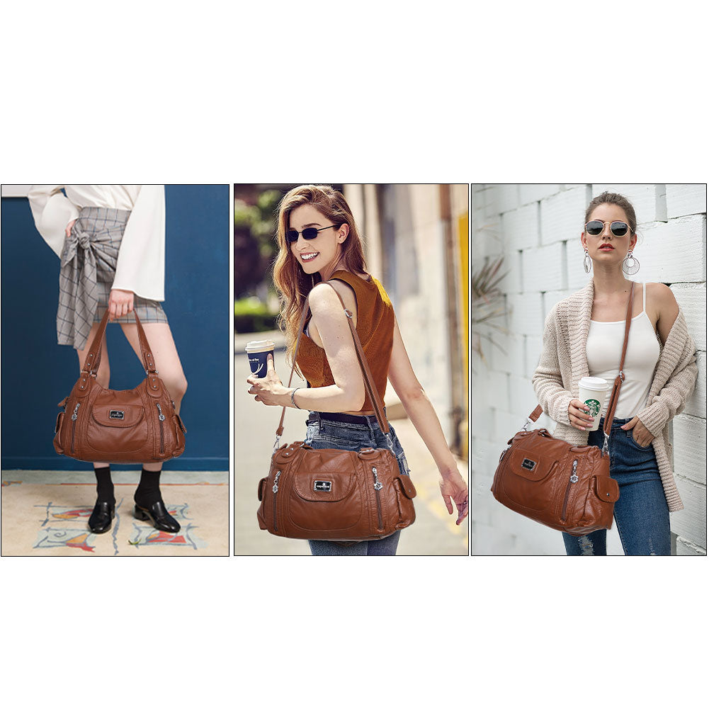 Women  handbag with High Quality Washed PU Multi Purpose tote bag-Angelkiss Bag