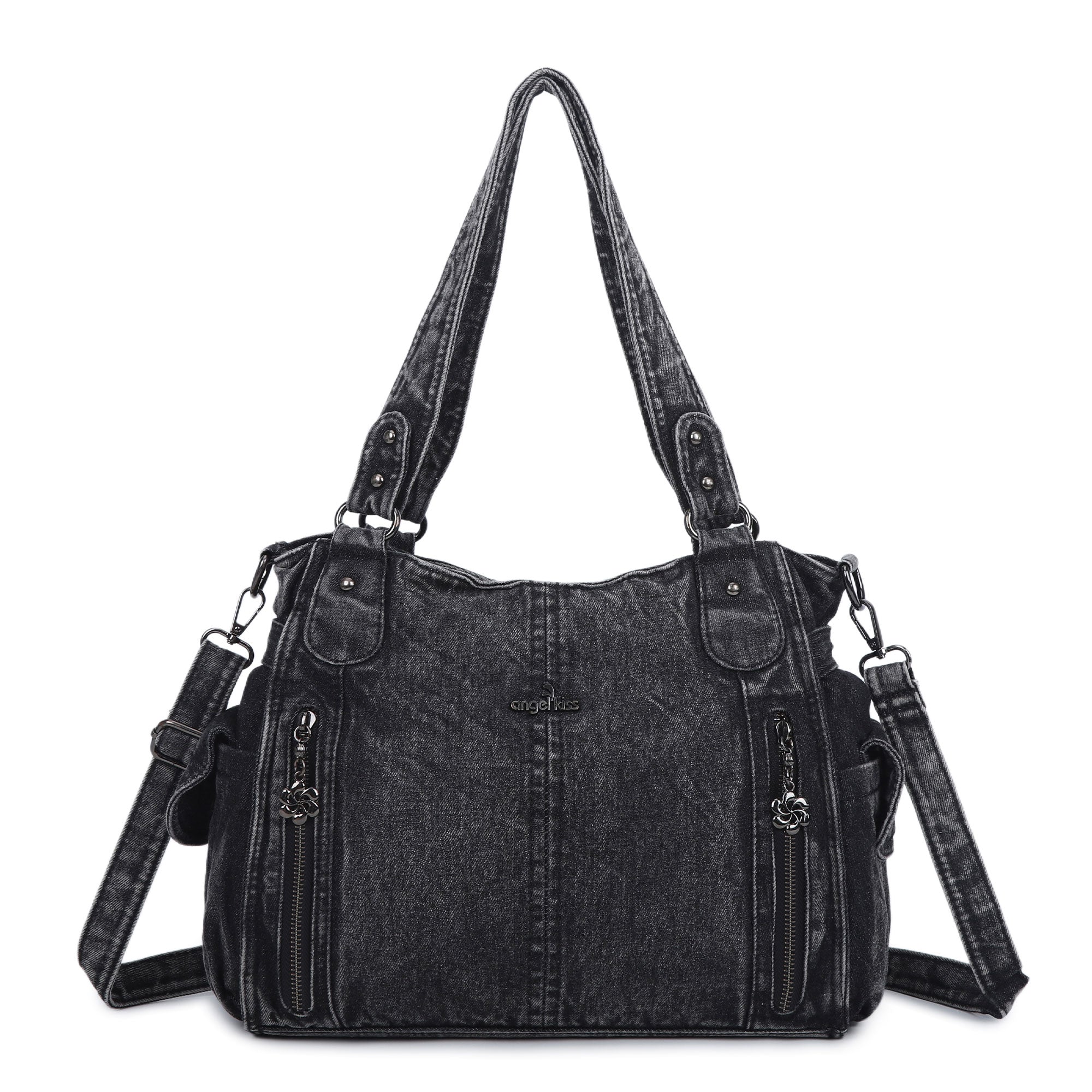 Women's Multi-Zip Tote Shoulder Purse With Wide Strap – Angel Kiss
