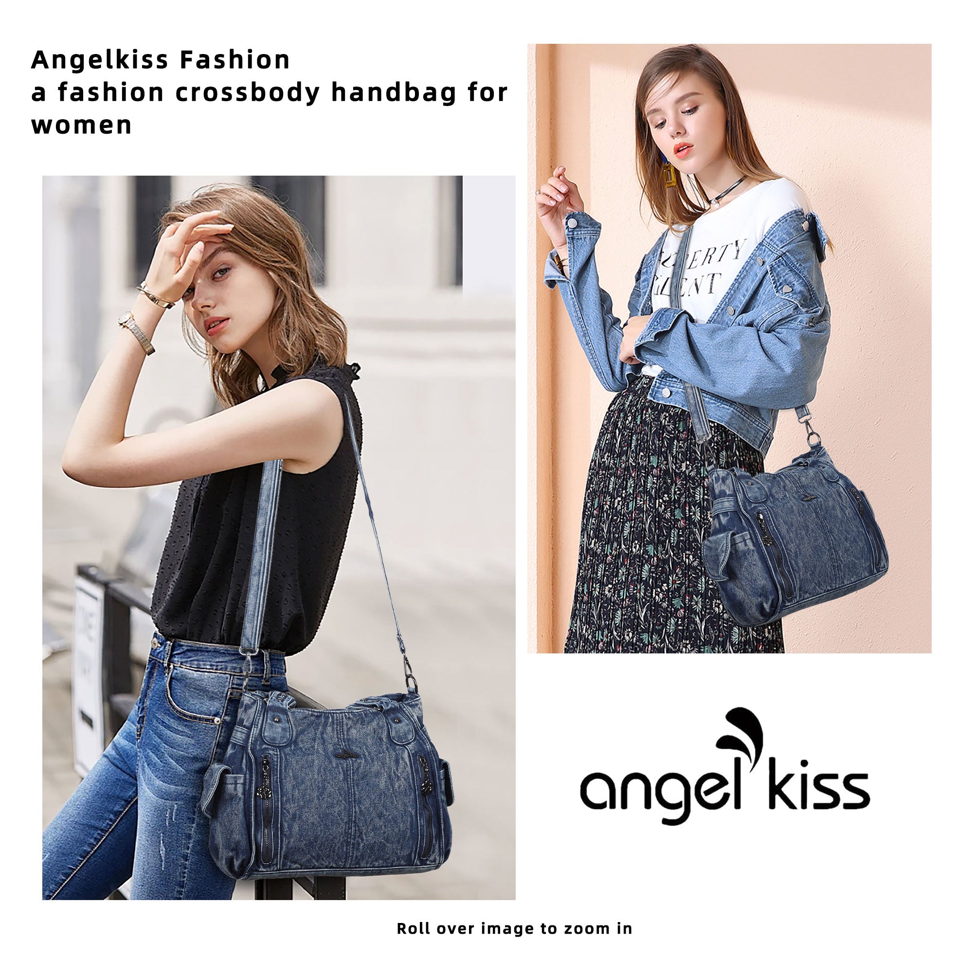 Women's Multi-Zip Tote Shoulder Purse With Wide Strap – Angel Kiss