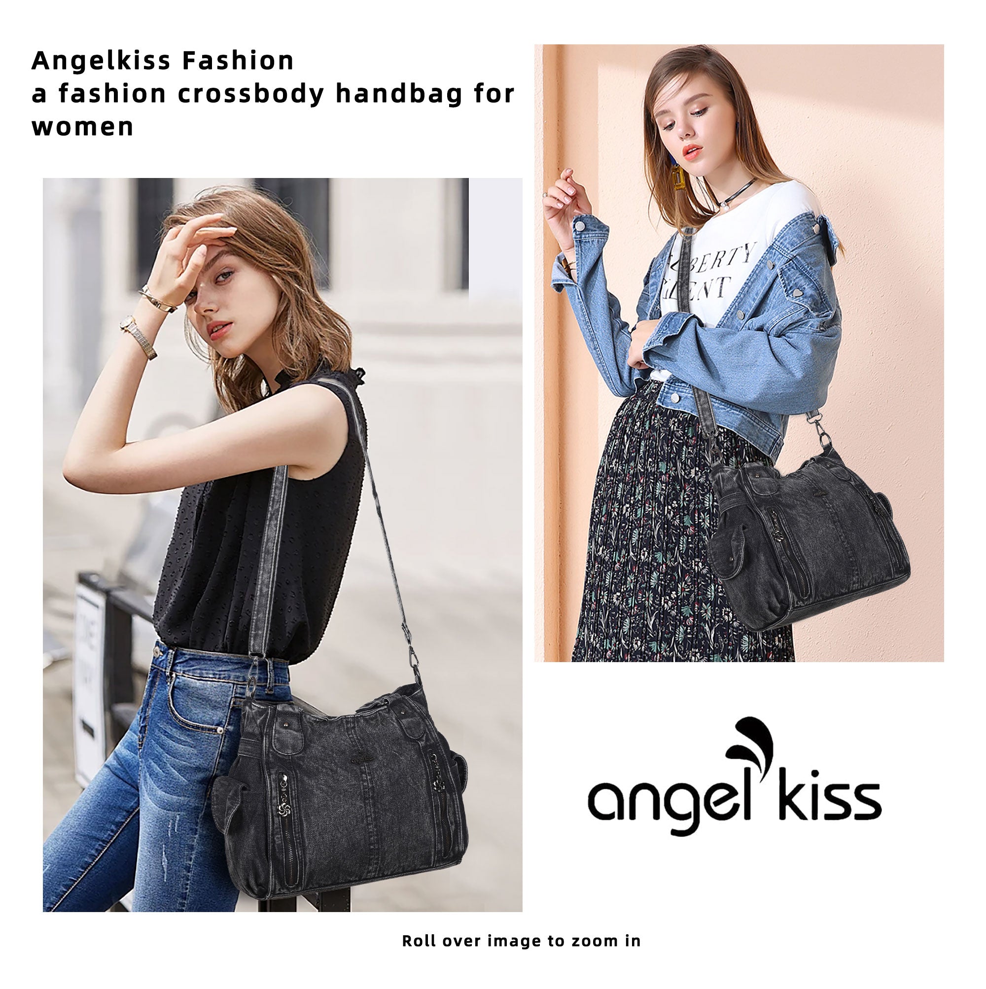 ANGEL⭐︎ Women's Multi-Zip Tote Shoulder Purse With Wide Strap – Angel Kiss