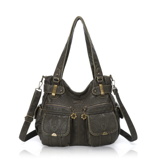 Distressed PU Crossbody Hobo Bag