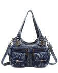 Distressed PU Crossbody Hobo Bag