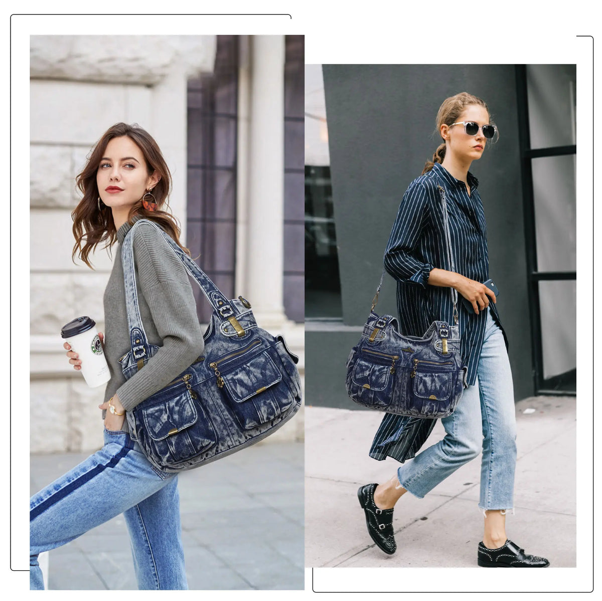 Distressed PU Crossbody Hobo Bag