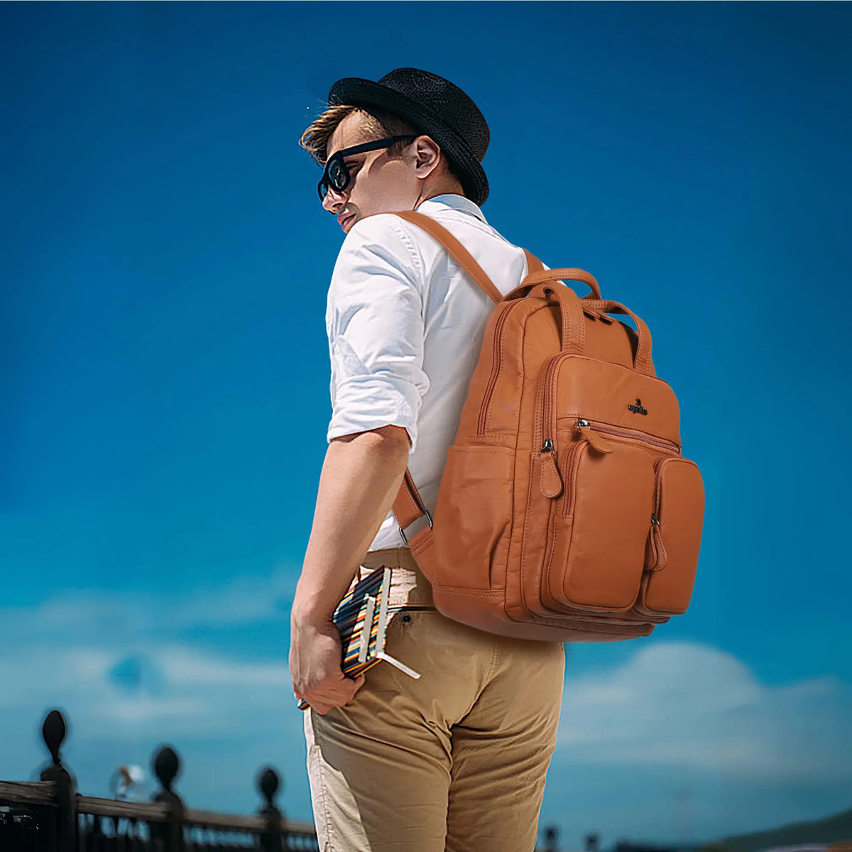 Washed Large Capacity Multi-Pocket Backpack
