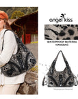 Leopard Print Crescent Shoulder Purse with Top Zip