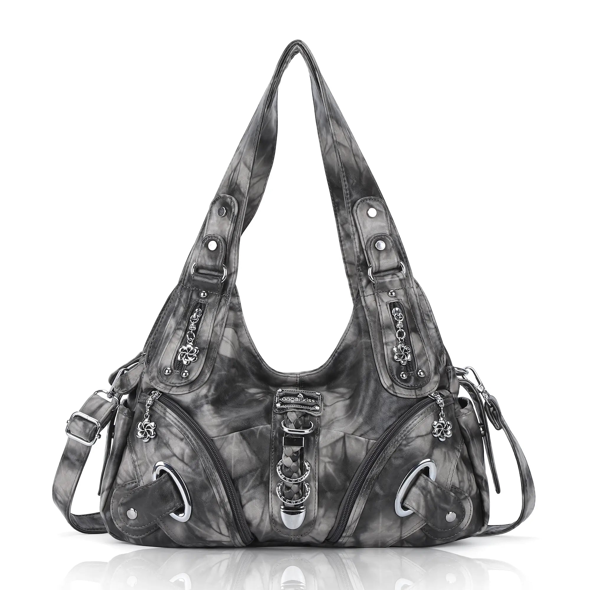 Cloud-Inspired Tie-Dye Large Hobo Shoulder Bag