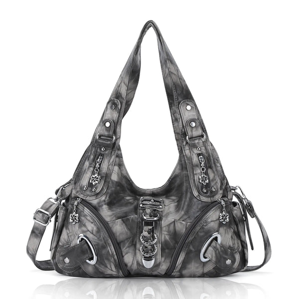 Cloud-Inspired Tie-Dye Large Hobo Shoulder Bag
