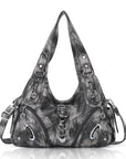 Cloud-Inspired Tie-Dye Large Hobo Shoulder Bag