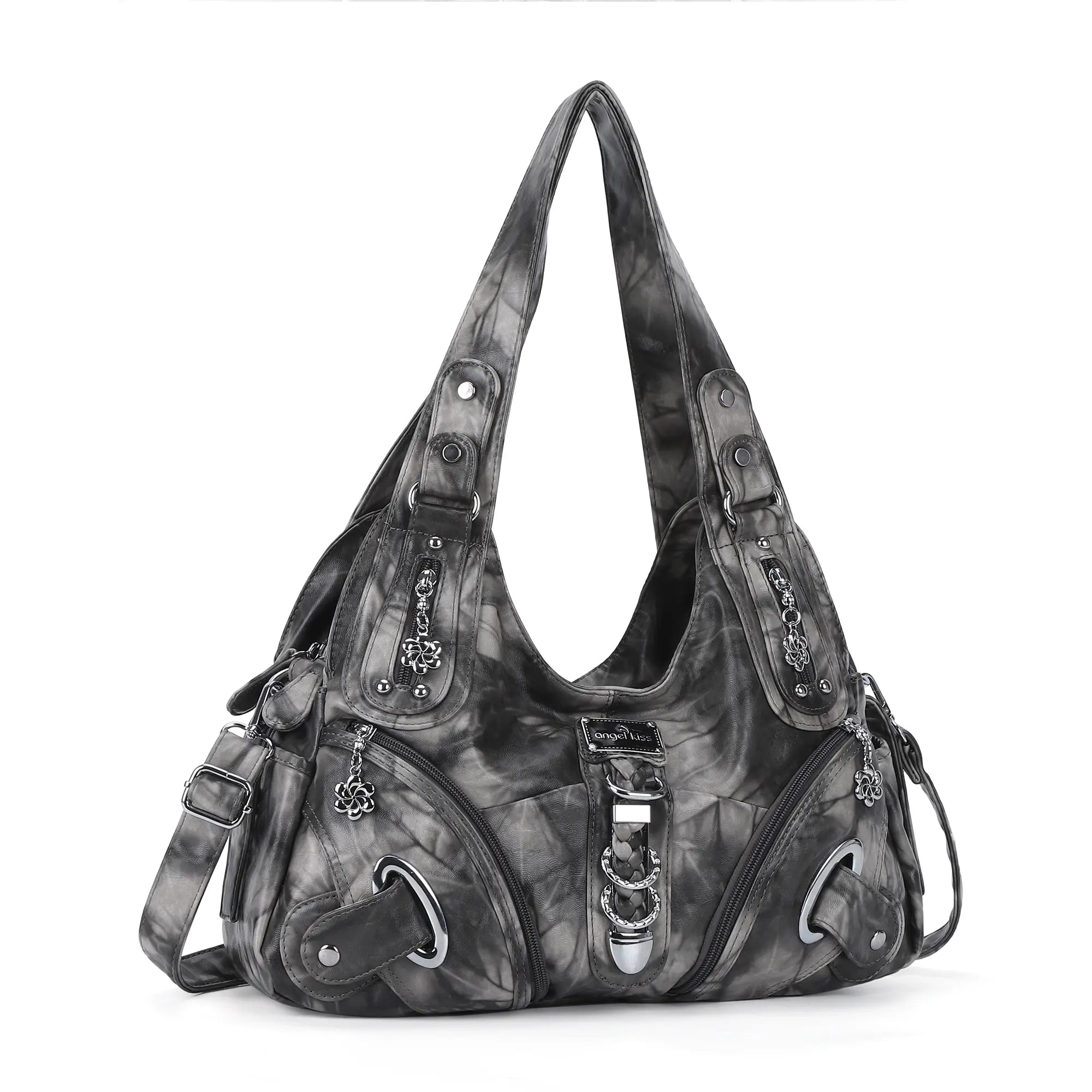 Cloud-Inspired Tie-Dye Large Hobo Shoulder Bag