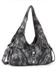 Cloud-Inspired Tie-Dye Large Hobo Shoulder Bag