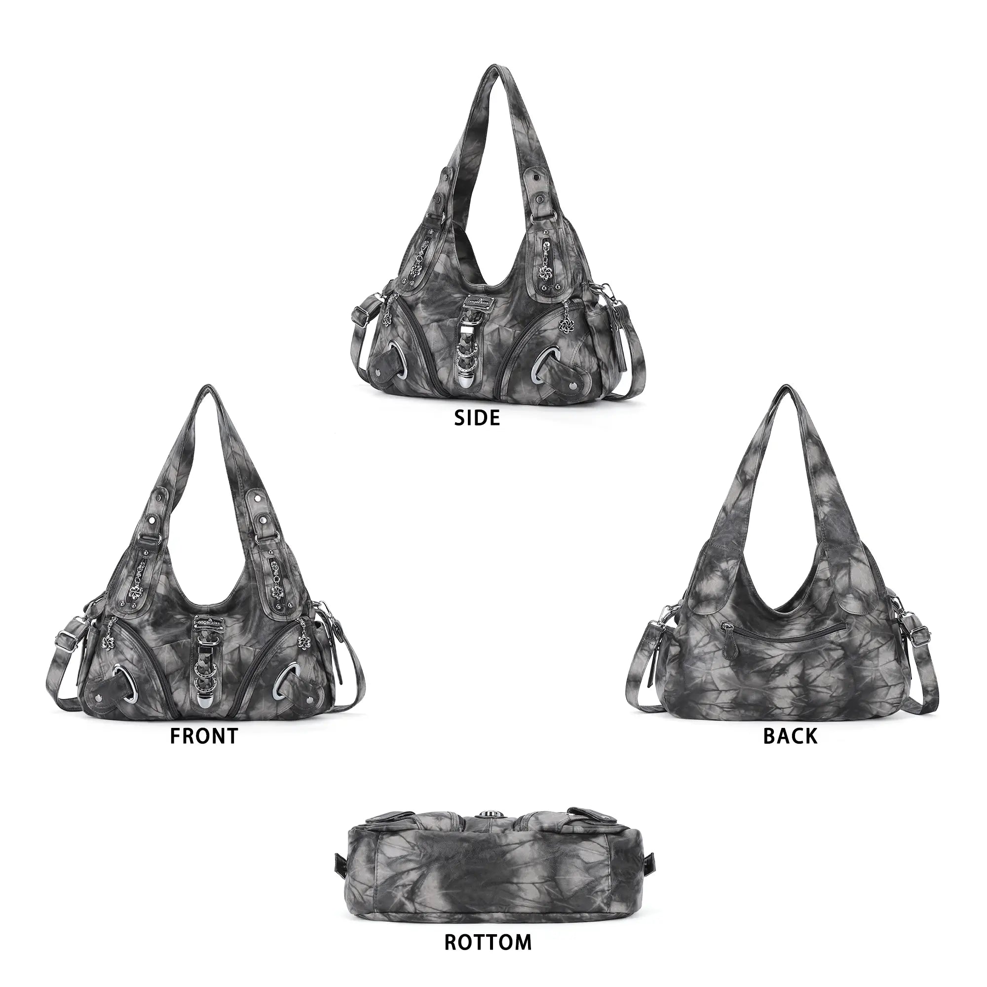 Cloud-Inspired Tie-Dye Large Hobo Shoulder Bag