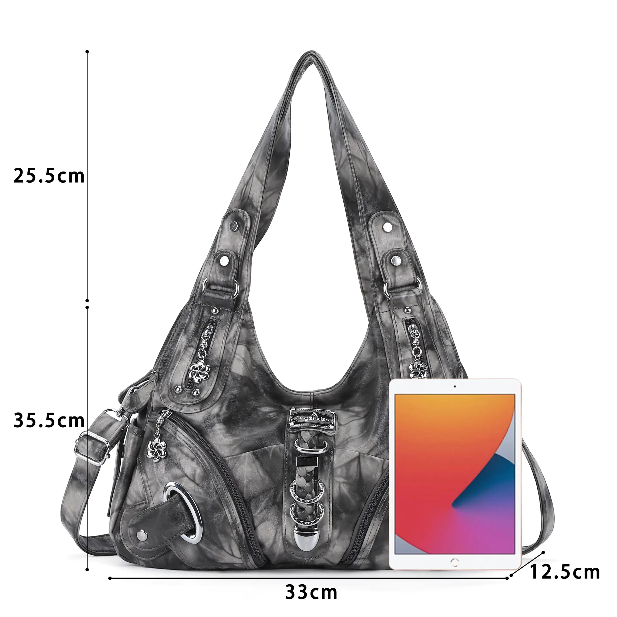 Cloud-Inspired Tie-Dye Large Hobo Shoulder Bag