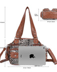 Leopard Print Multi-Pocket Shoulder Bag with Studded Buckle Details