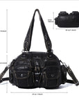 Multi-Pocket Shoulder Bag with Buckle Details and Adjustable Strap