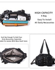 Multi-Pocket Shoulder Bag with Buckle Details and Adjustable Strap