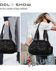 Multi-Pocket Shoulder Bag with Buckle Details and Adjustable Strap