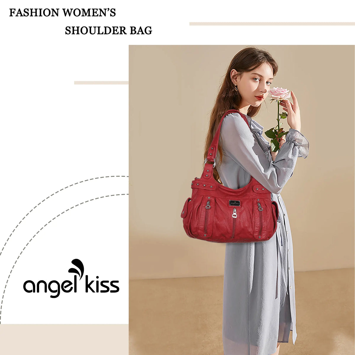 PU Multi-Zipper Classic Hobo Bags