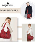 PU Multi-Zipper Classic Hobo Bags