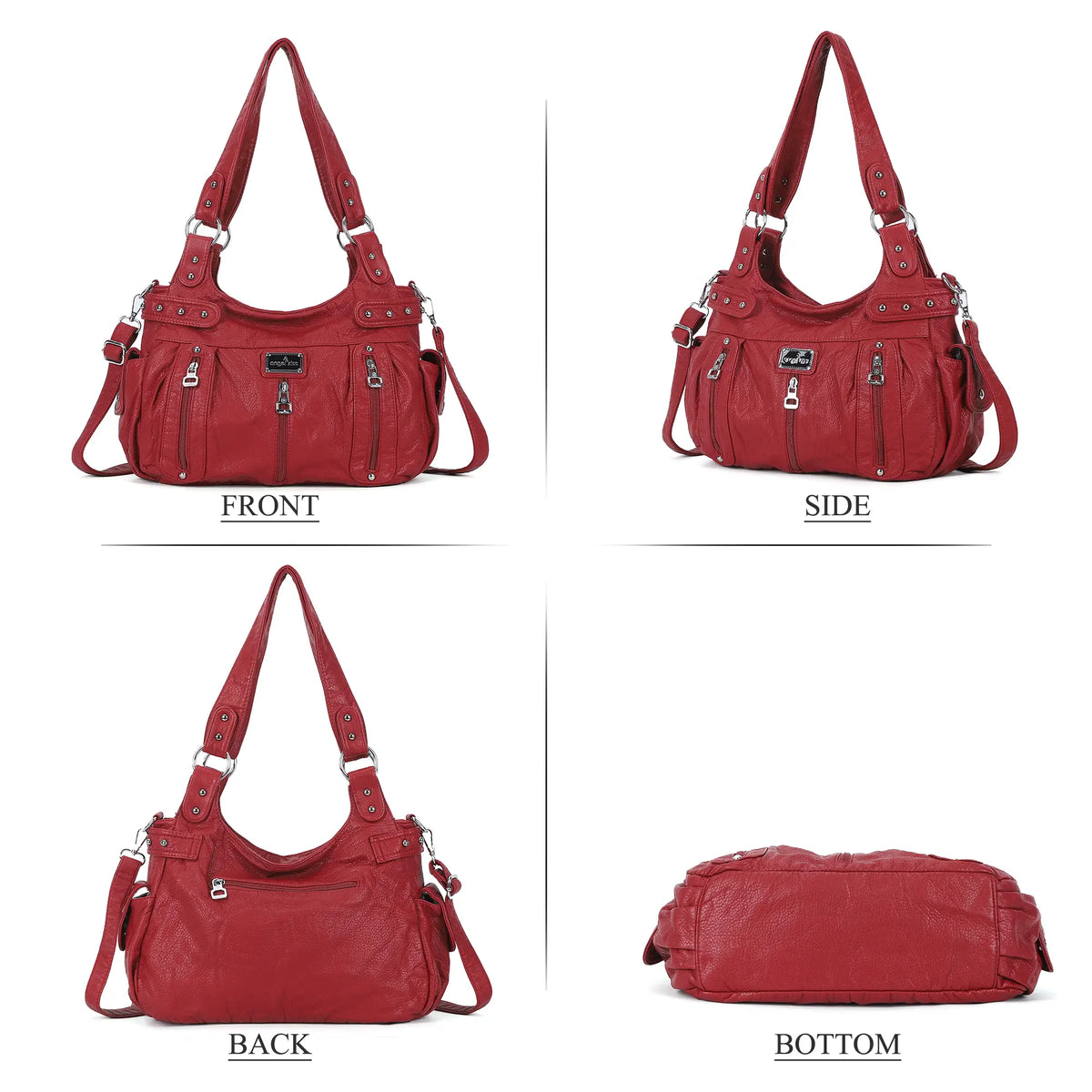 PU Multi-Zipper Classic Hobo Bags