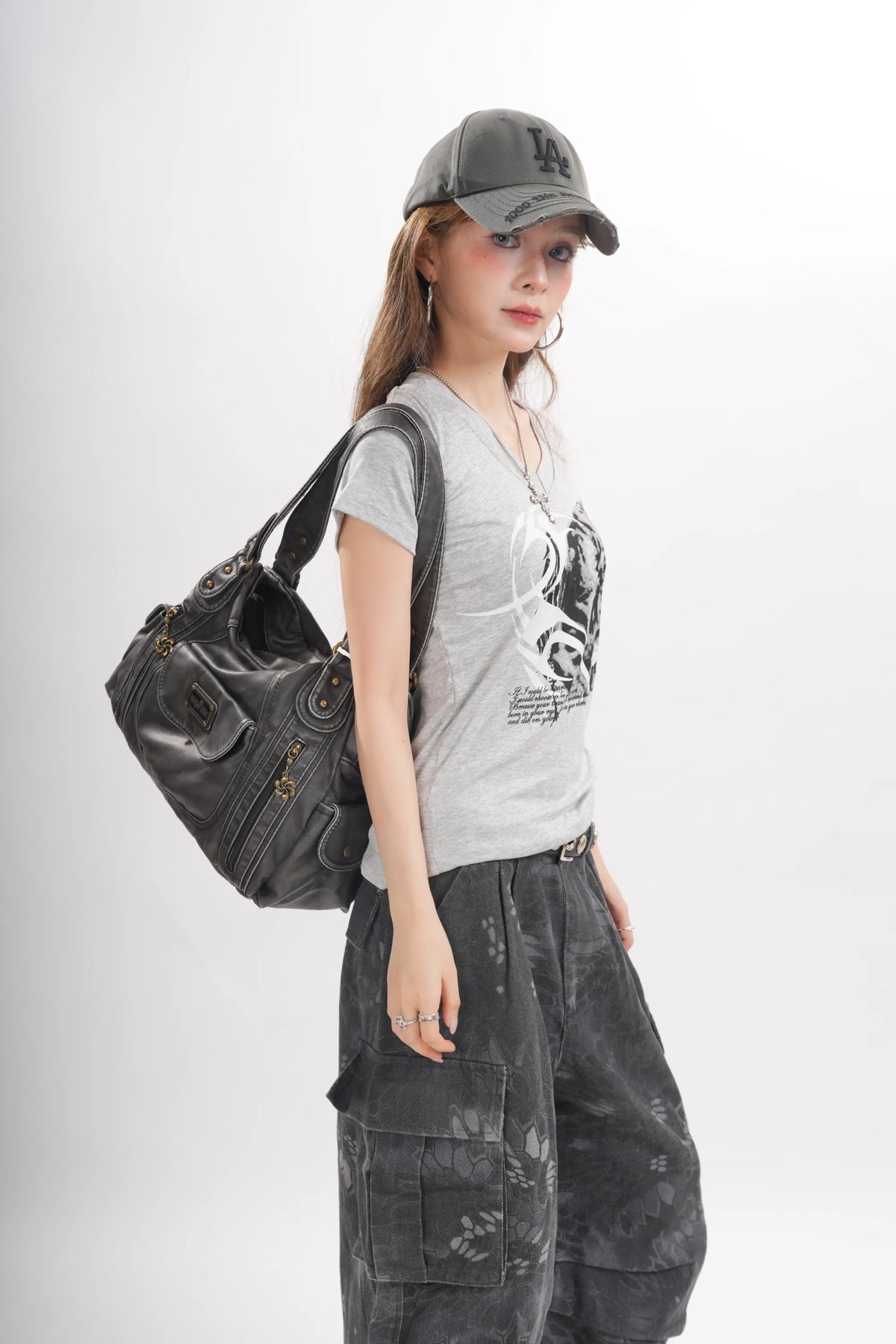 Vegan Leather Shoulder Hobo Purse with Multi-Pocket