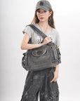 Vegan Leather Shoulder Hobo Purse with Multi-Pocket