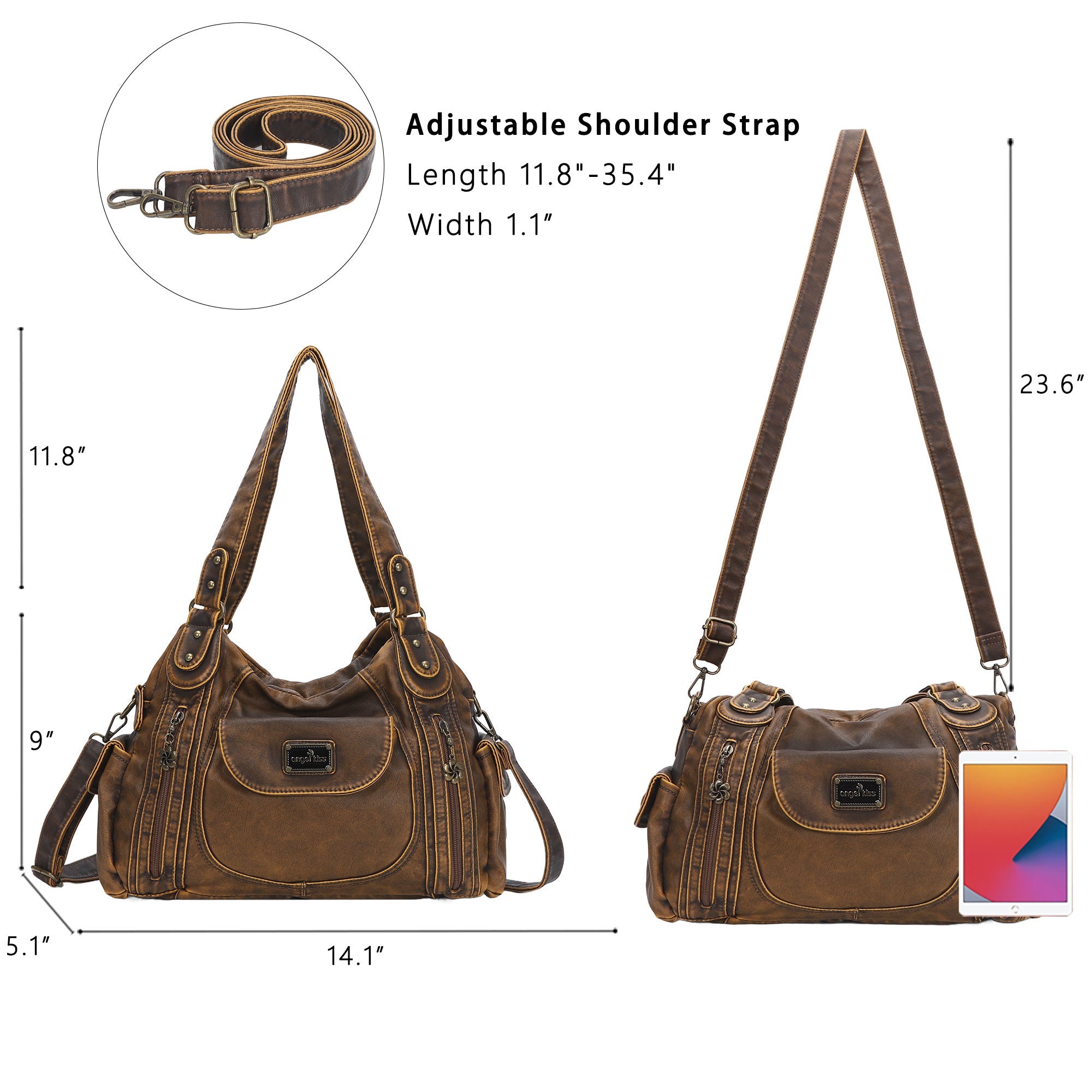 Women  handbag with High Quality Washed PU Multi Purpose tote bag-Angelkiss Bag