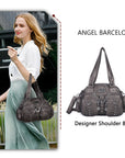 Washed Desigher Handbag For Women with Multi pockets-Angelkiss Bag