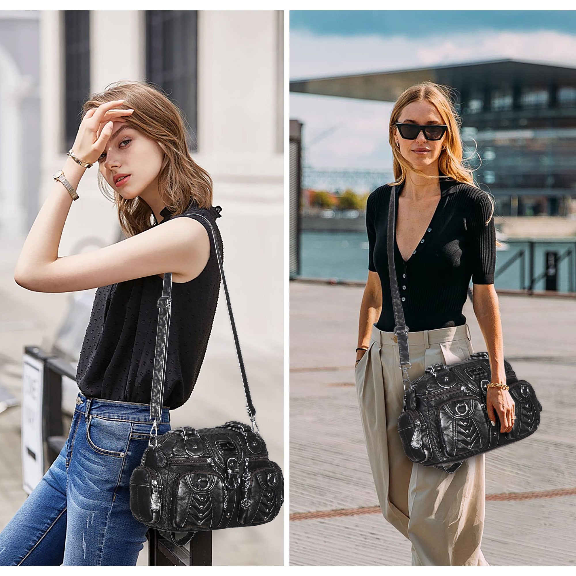 Multi-Pocket Top Handle Shoulder Purse for Women
