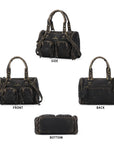 Grunge Style Top Handle Handbag – Studded Biker Shoulder Purse