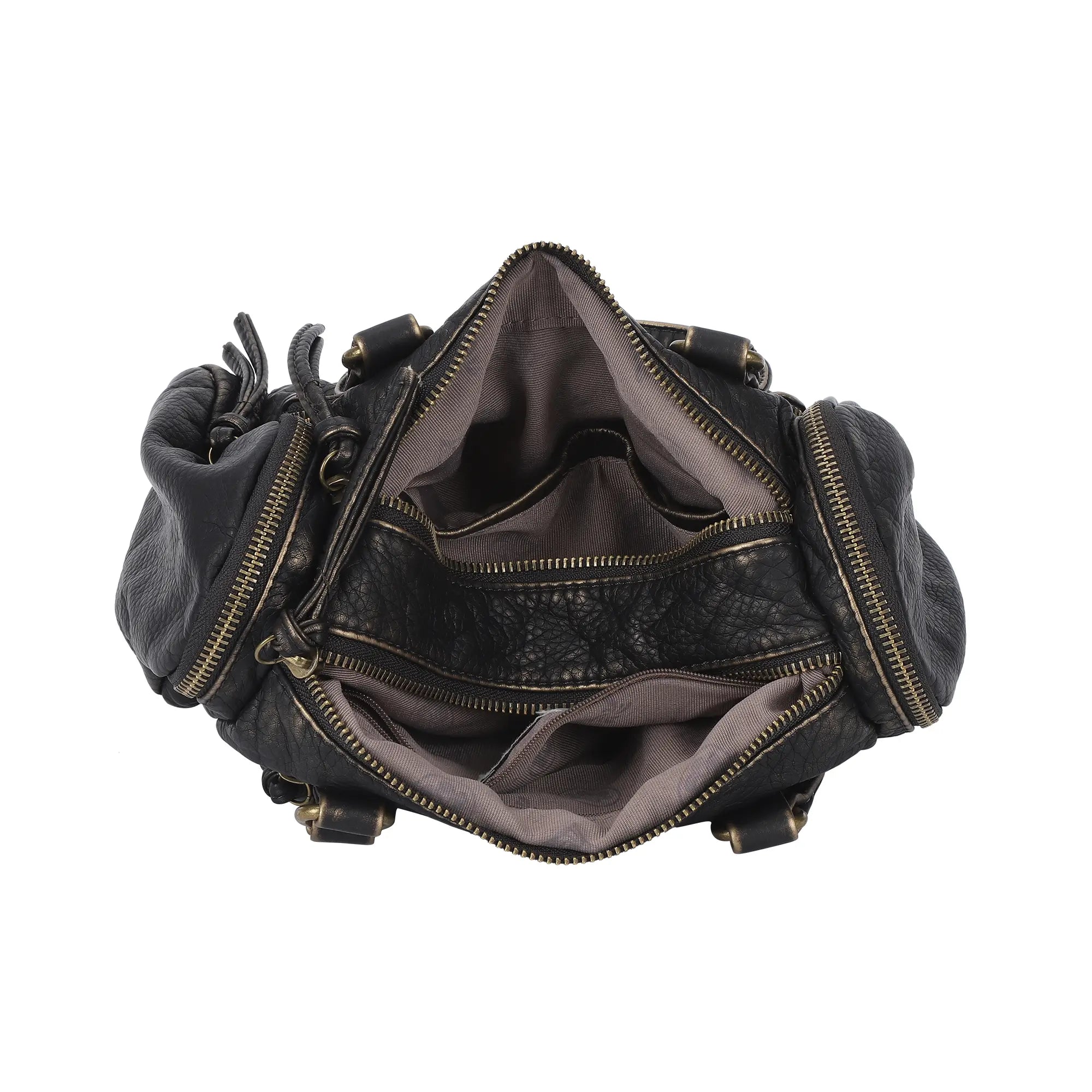 Grunge Style Top Handle Handbag – Studded Biker Shoulder Purse