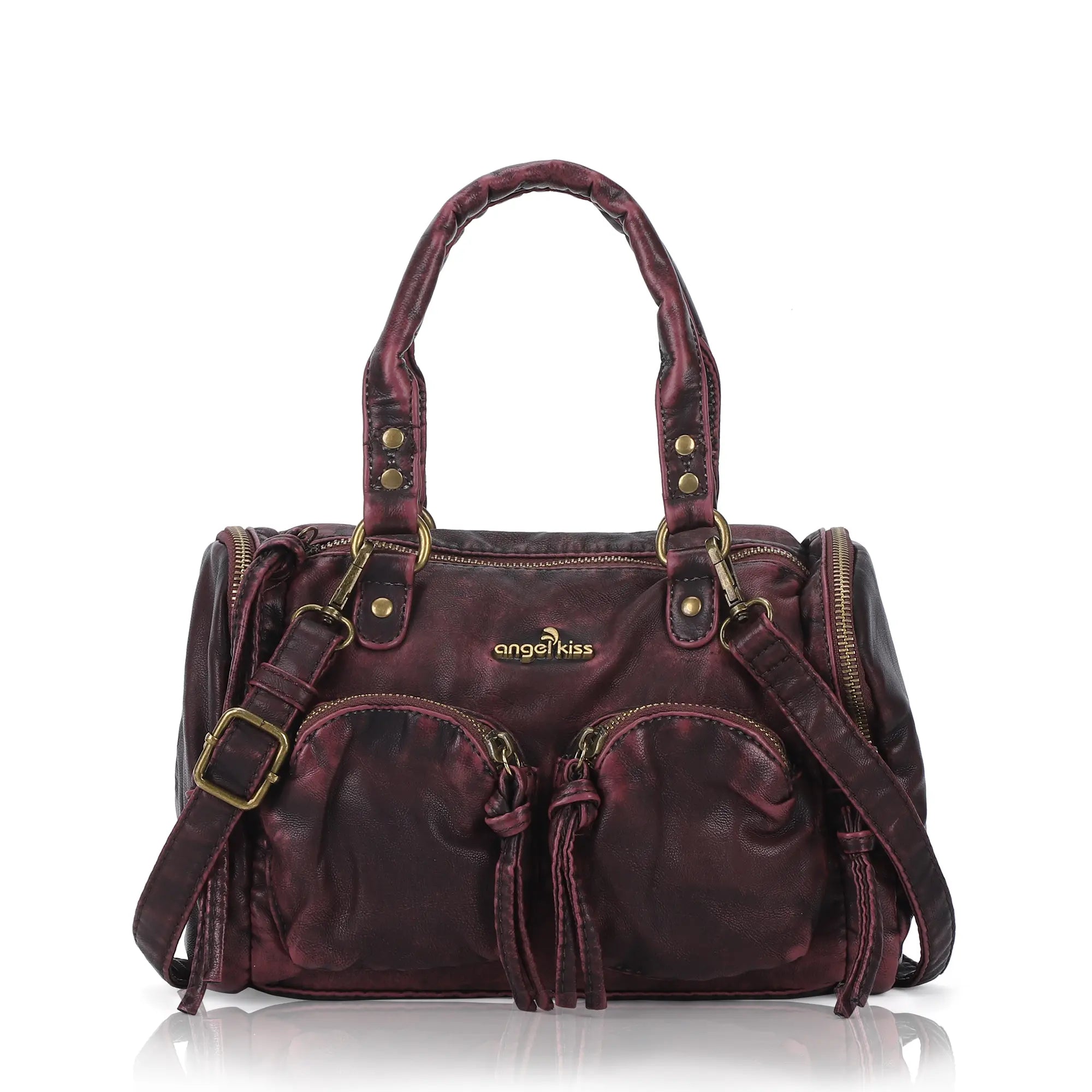Grunge Style Top Handle Handbag – Studded Biker Shoulder Purse