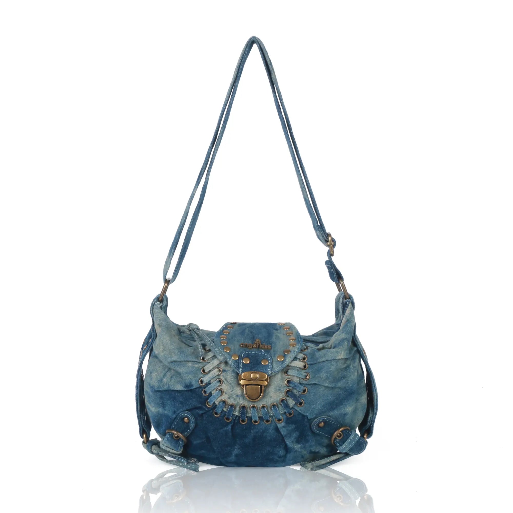 Western Studded Denim Shoulder &amp; Crossbody Bag
