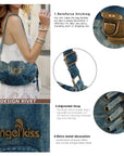Western Studded Denim Shoulder & Crossbody Bag