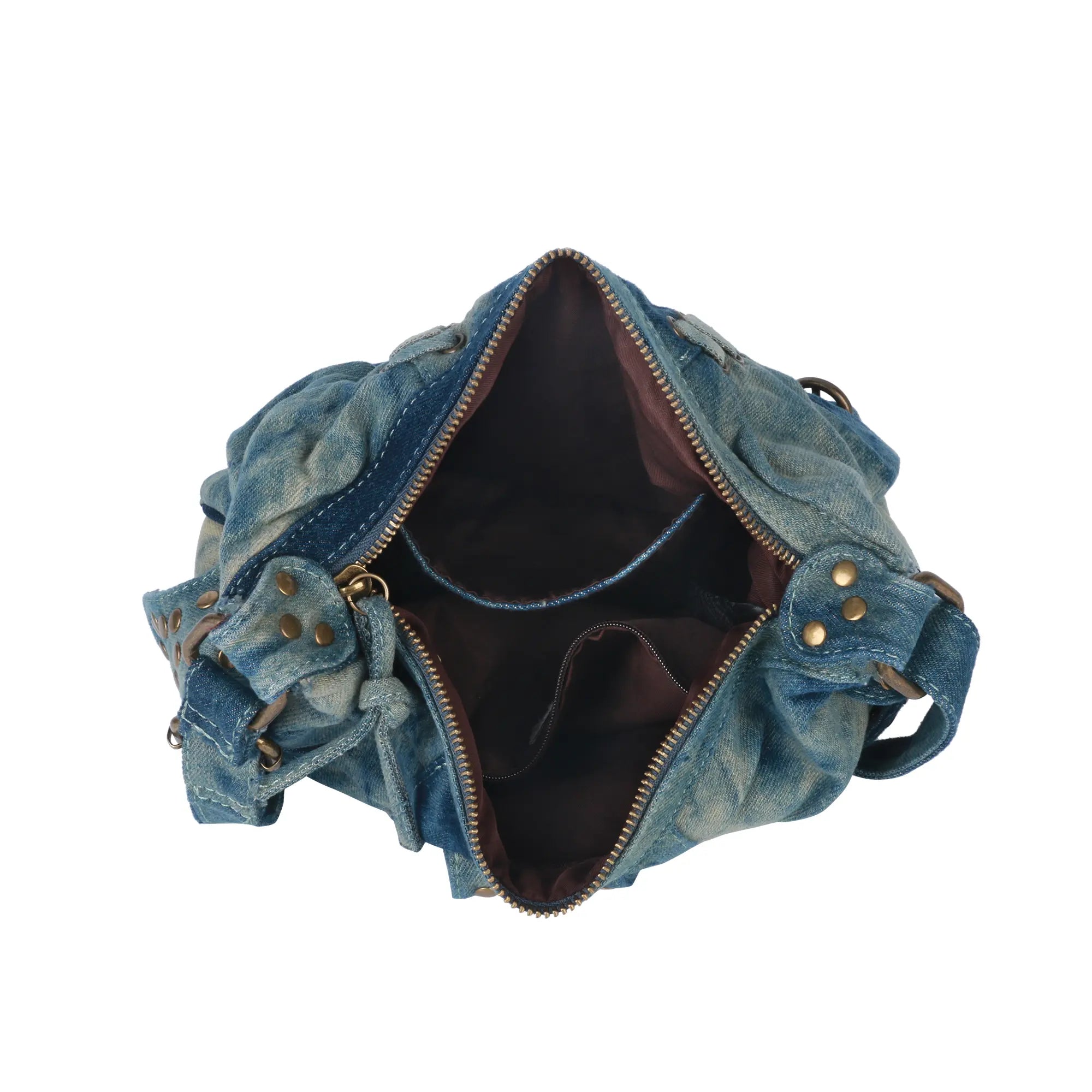 Western Studded Denim Shoulder &amp; Crossbody Bag