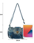 Western Studded Denim Shoulder & Crossbody Bag