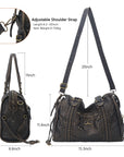 Distressed Braided Multi-Pocket Satchel Bag with Top Handles