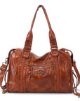 Distressed Braided Multi-Pocket Satchel Bag with Top Handles