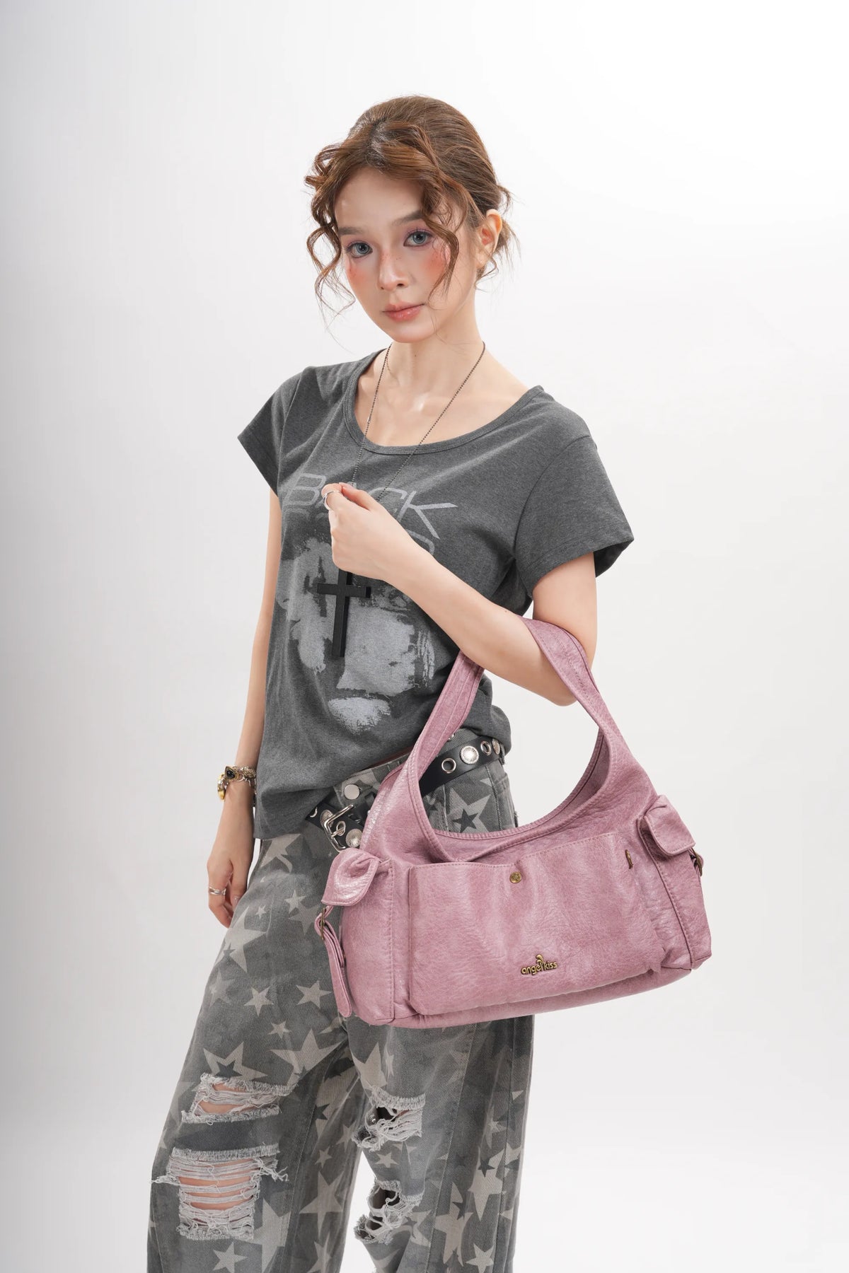 Vintage Moto Crescent Shoulder Bag