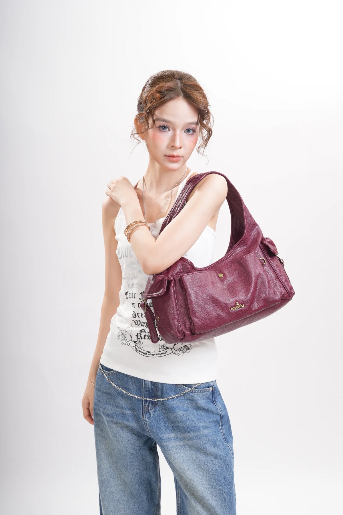 Vintage Moto Crescent Shoulder Bag