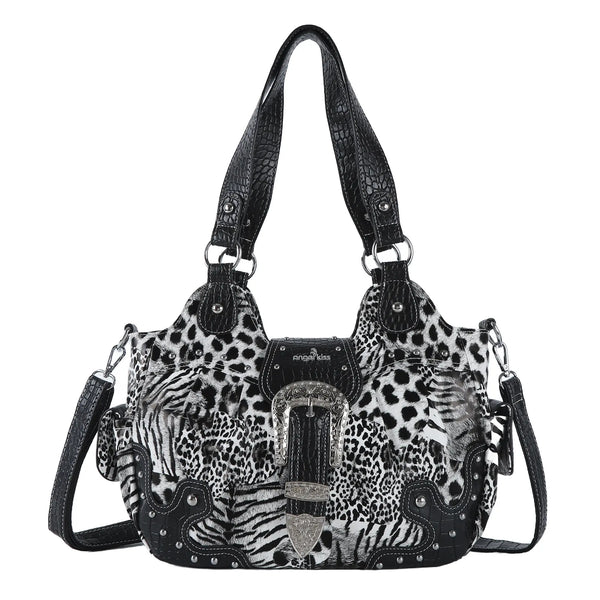Y2K Leopard Print Studded Large Satchel Bag