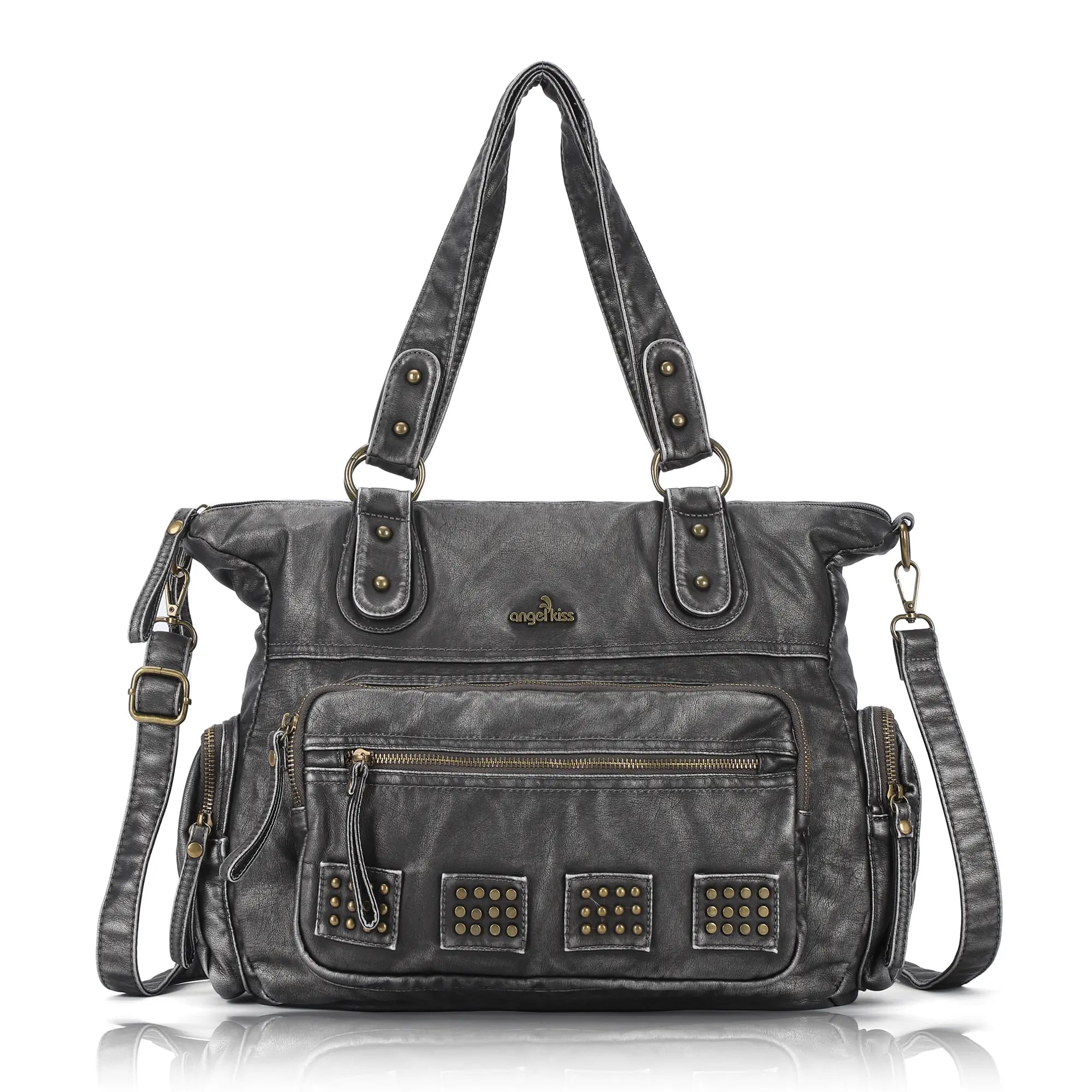 Oversized Slouchy Multi Pocket Tote Bag with Adjustable Strap