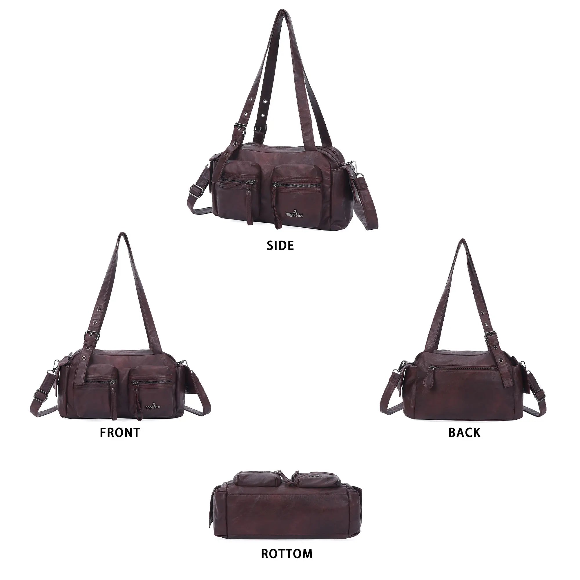 Women’s Multi-Pocket Satchel Purse | Shoulder &amp; Crossbody Handbag