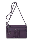 Multi-Zip Crossbody Purse with Tassel Pulls