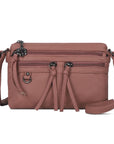Multi-Zip Crossbody Purse with Tassel Pulls