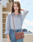 Multi-Zip Crossbody Purse with Tassel Pulls