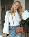 Multi-Zip Crossbody Purse with Tassel Pulls
