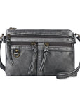 Multi-Zip Crossbody Purse with Tassel Pulls